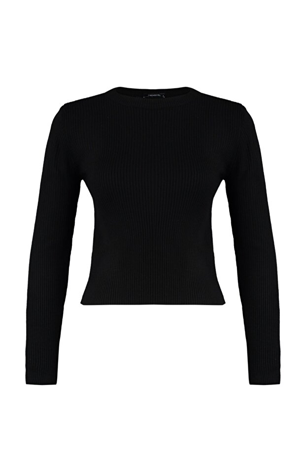 Czarny sweterek basic ze sznurkiem TWOAW22KZ1708 - 6