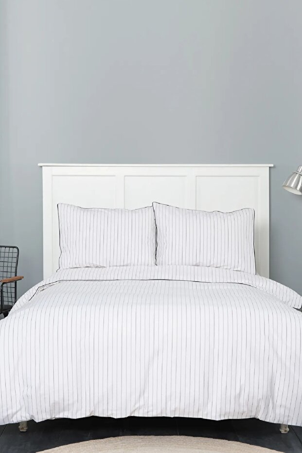 Misha Black 100% Cotton Double Yarn Dyed Duvet Cover Set