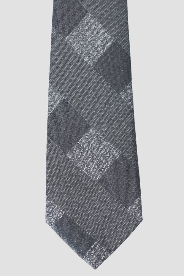 Men's Gray Patterned Gray Classic Tie - 2