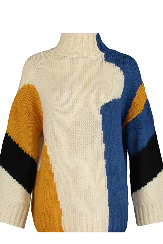 Weite Passform - Weicher Strickpullover mit Farbblockdesign TWOAW20XS0047 - 8