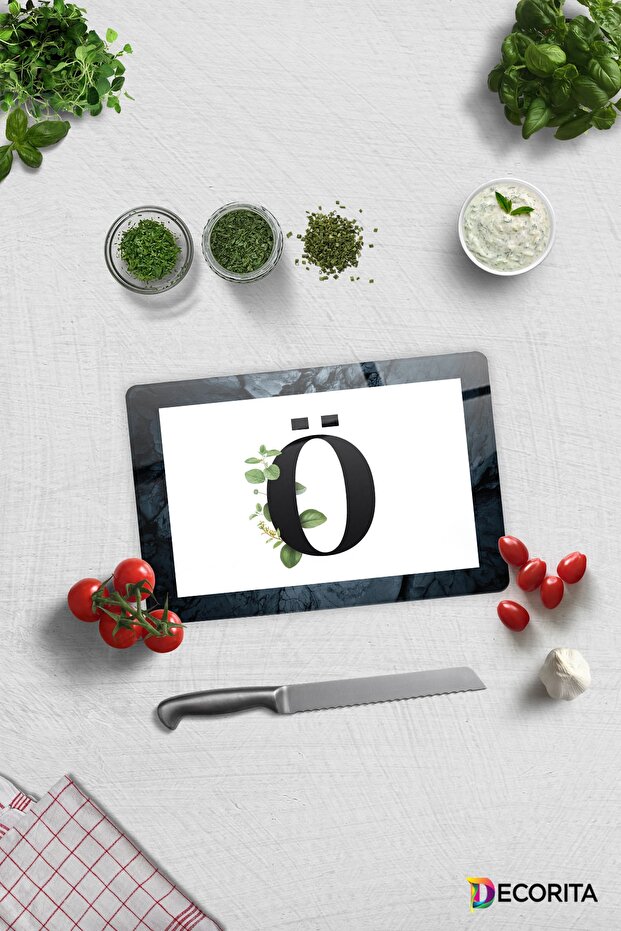 Glass Cutting Board - Glass Cutting Board | Letter Design | Ö | 20cm X 30cm