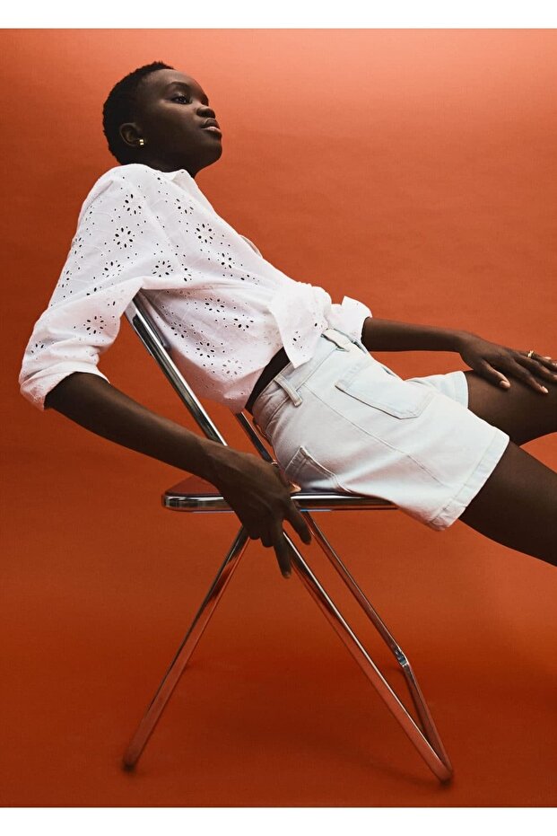 Denim Slim Şort - 7