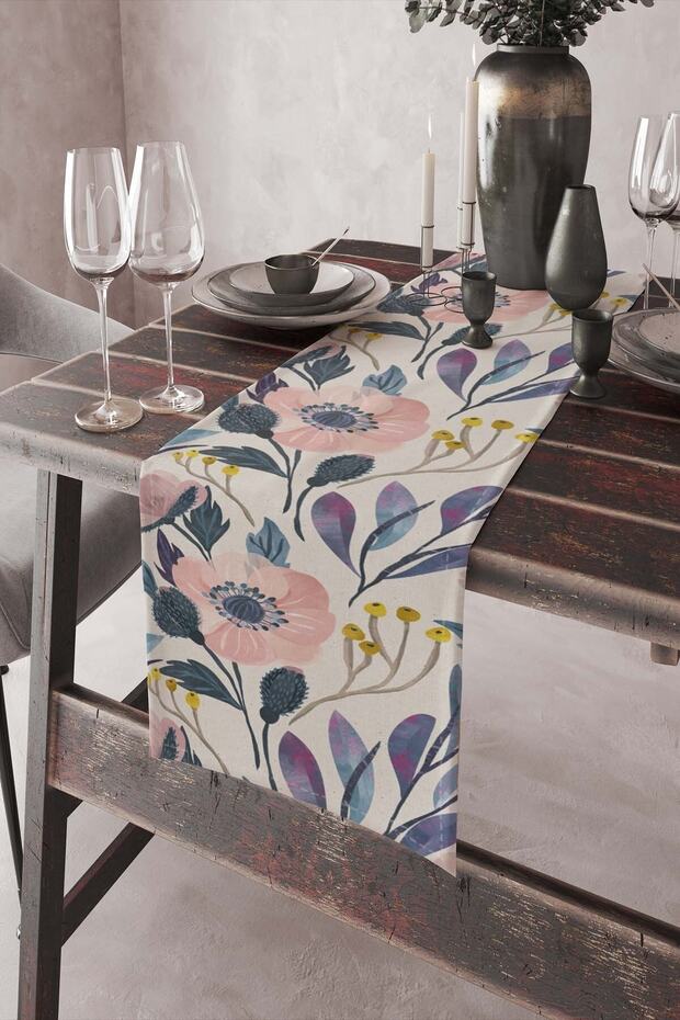 40x140cm Quality Soft Suede Premium Woven Fabric Tablecloth Runner Floral Rnr056