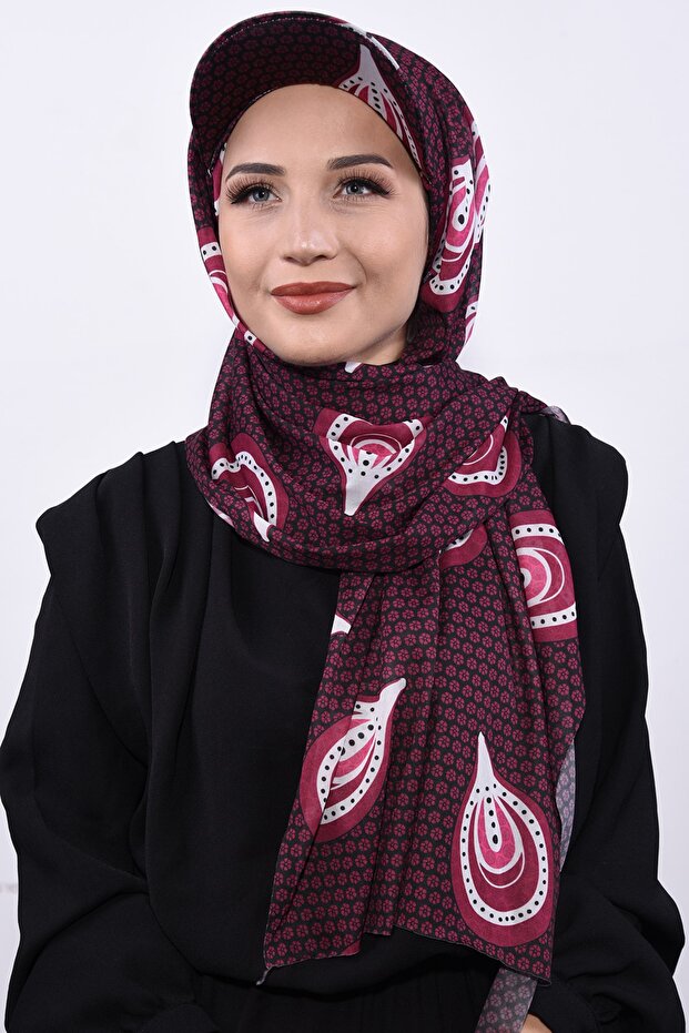 قبعة منقوشة شال الكرز - 2