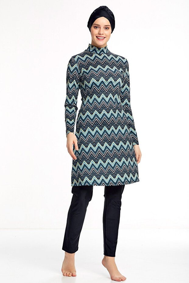 Patterned Hijab Swimsuit - 3