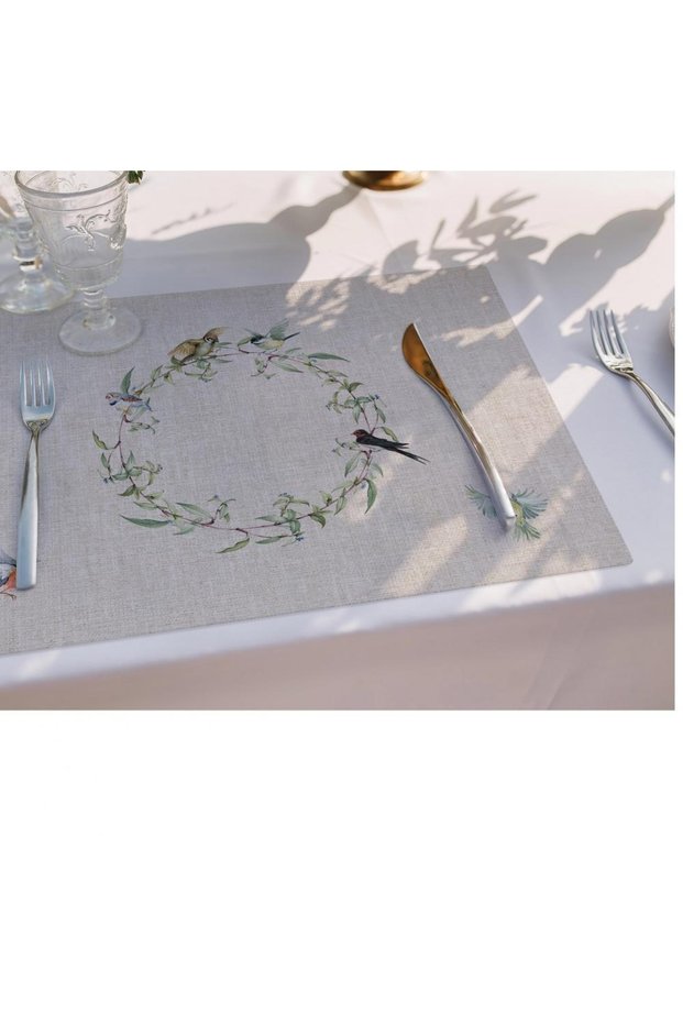 Bird Garden Fabric American Service Set of 4 35x50cm Linen Fabric NationalWashing and Fading Certificate