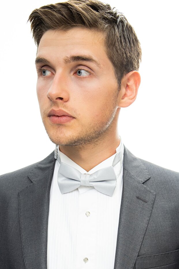 ربطة عنق منقوشة باللون الرمادي أكسفورد - 1