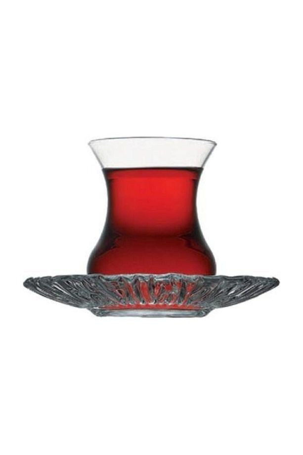 Aurora Çay Seti 6 Tabak 6 Bardak Şeffaf Tabak 95961 - 2