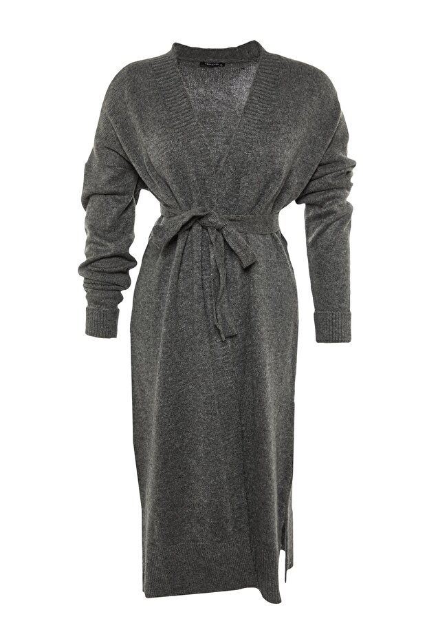 Antrasit Oversize/Bol Kesim Triko Hırka TBBAW23AV00017 - 7