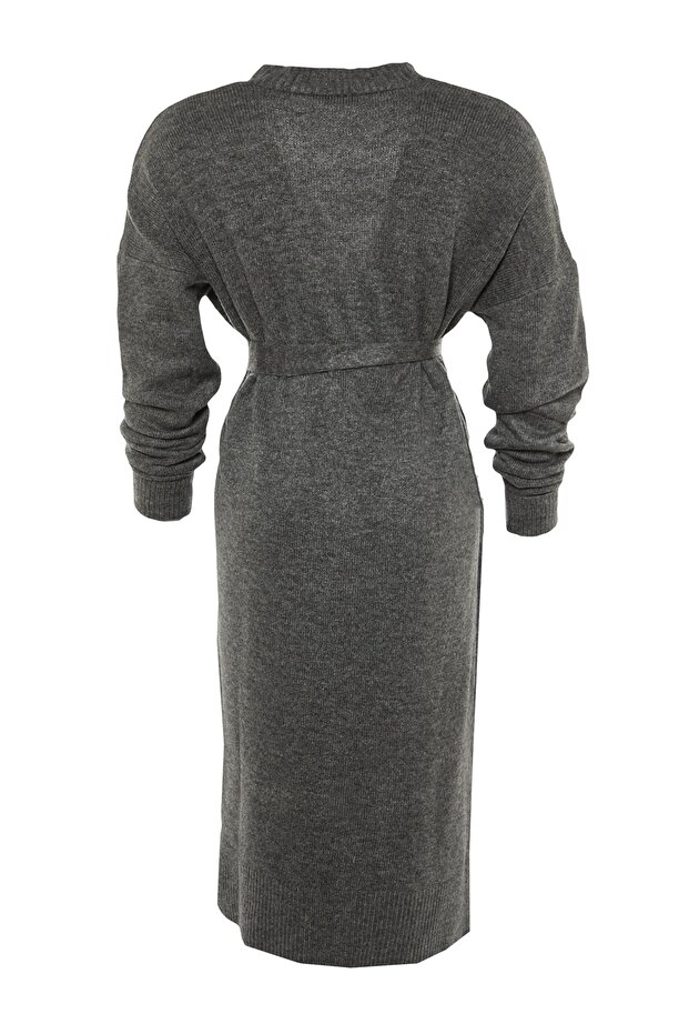 Antrasit Oversize/Bol Kesim Triko Hırka TBBAW23AV00017 - 8