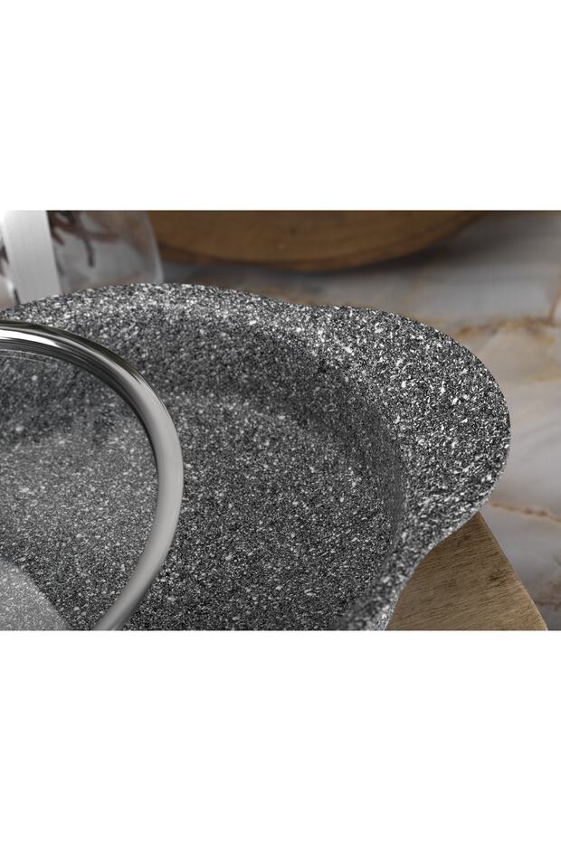Granit Plus 3'lü Sahan Seti Tak/çıkar Silikon Saplı Gri - 8