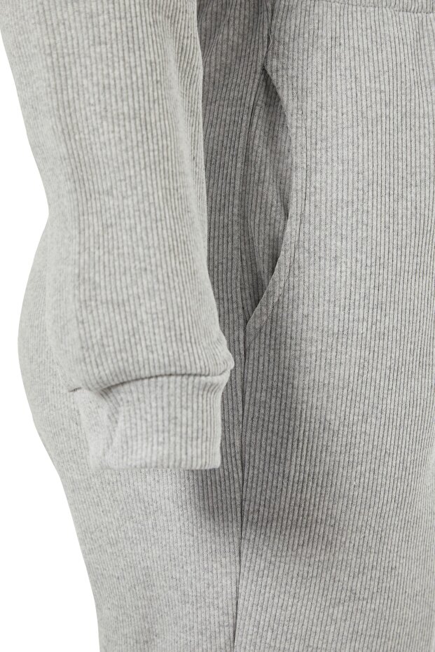 Szary komplet piżam z dzianiny bawełnianej ze sznurkiem THMAW22PT0511 - 8