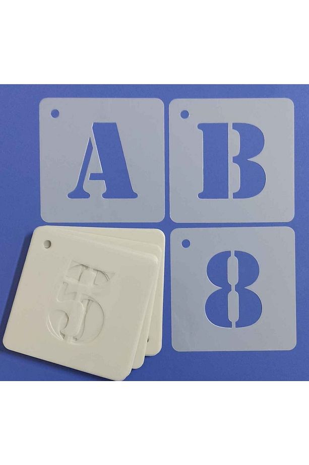 Army Bold Harf Ve Rakam Seti - Stencil Boyama Şablonu 7x7cm - 1