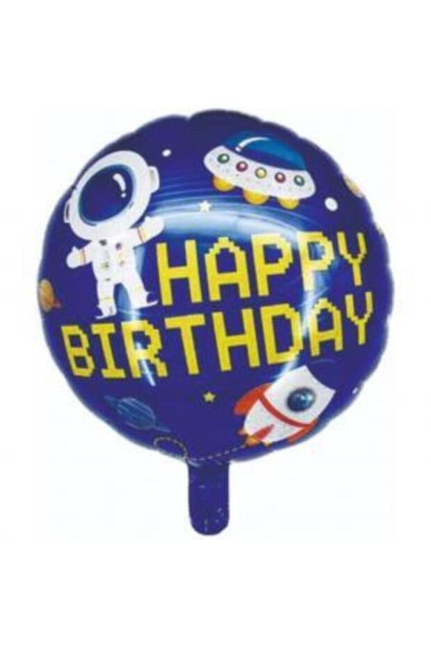 Space Themed Round Happy Birthday Foil Balloon 17 Inch