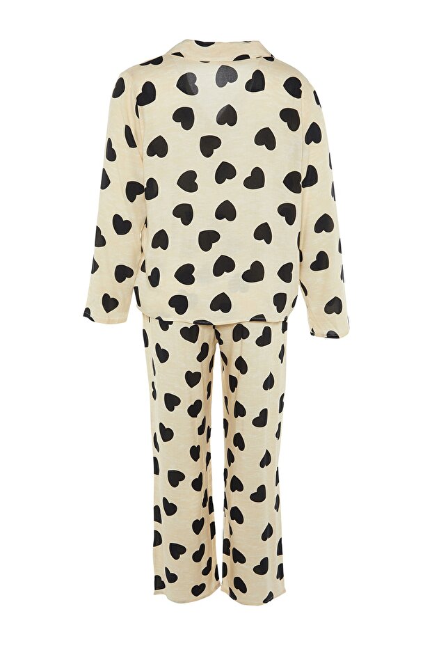 Zestaw piżam z kołnierzykiem koszuli w kształcie serca w kolorze ecru - TBBAW23AI00030 - 8