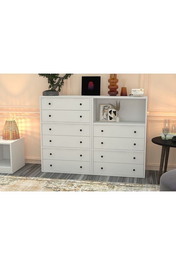 Raflı Çekmeceli Şifonyer Beyaz 130 cm Şfn 1040 ç - 2