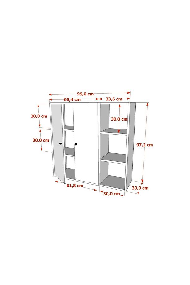 Raflı Dolaplı Ayakkabılık Beyaz Meşe 100 Cm Ayk-1037-ç - 3