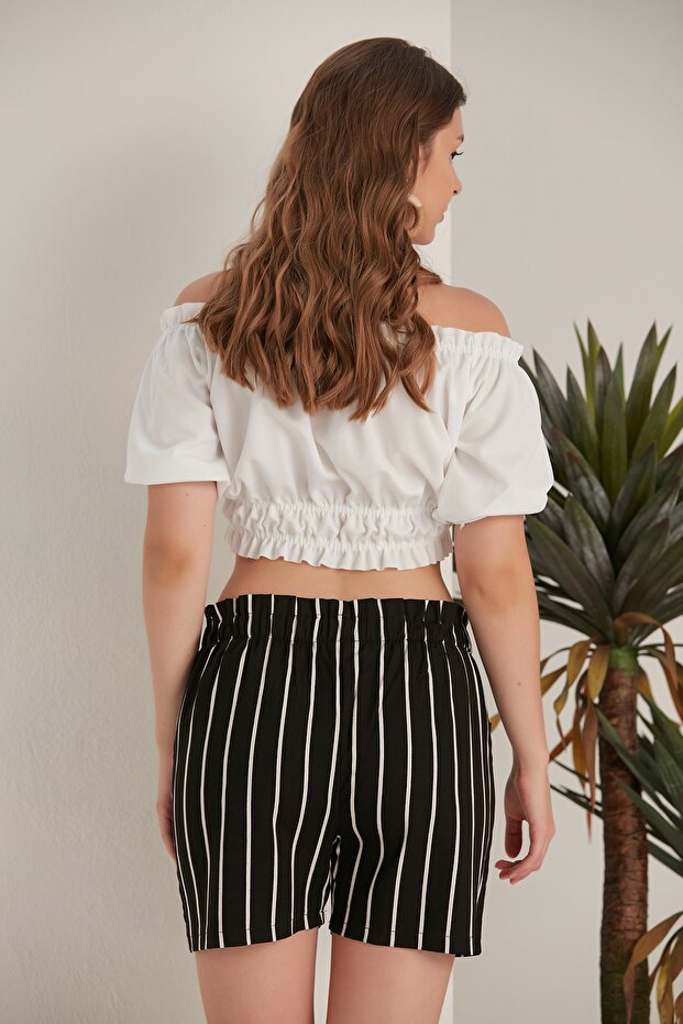 Kadın Siyah-beyaz, Şort - 5