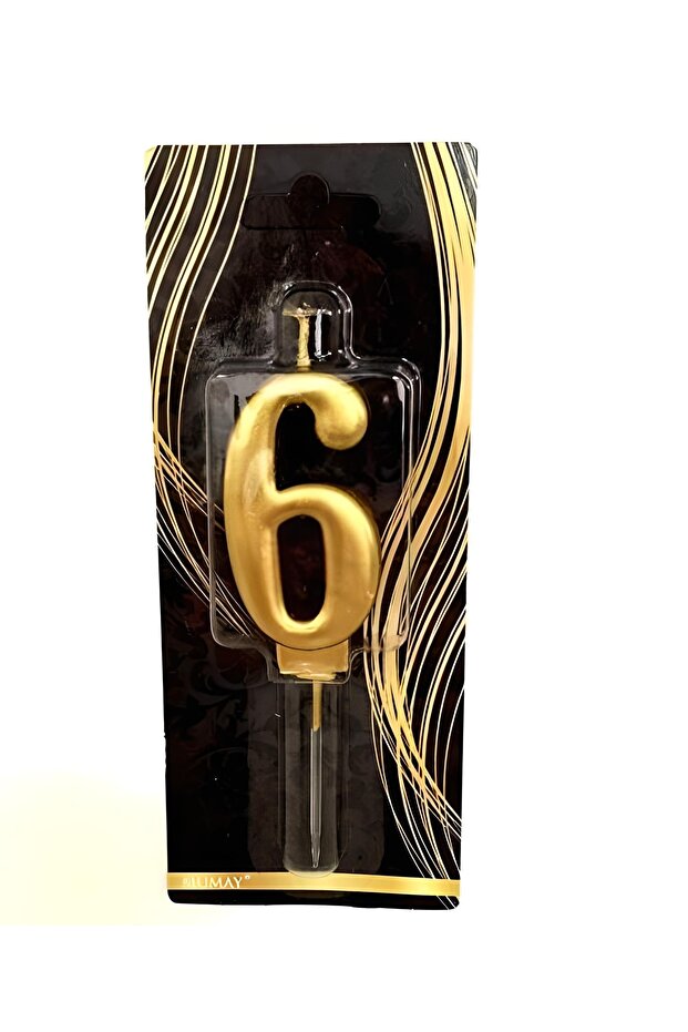 Mini Party Store 6 Year Old Gold Number Candle
