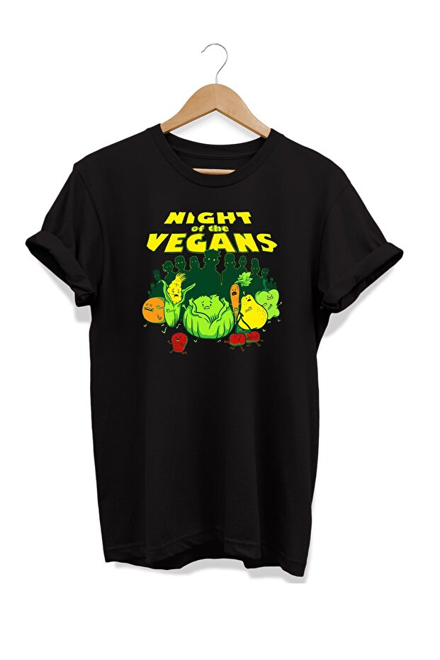 Food Series Vegans' Night Printed 100% Cotton Plus Size T-Shirt