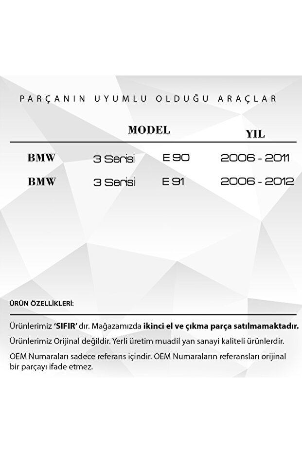مقبض الباب الداخلي الأيمن السفلي لسيارة Bmw E90، E91 - أسود - 3
