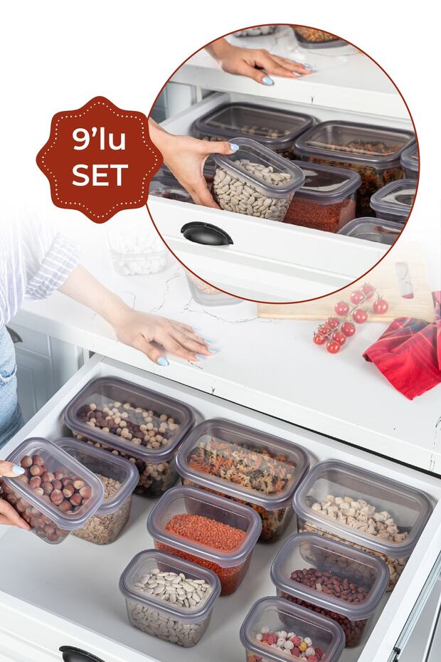 Peggy 9-Piece Rectangular Storage Container Deep 3x (2300 Ml, 1300 Ml, 800 Ml) - 1