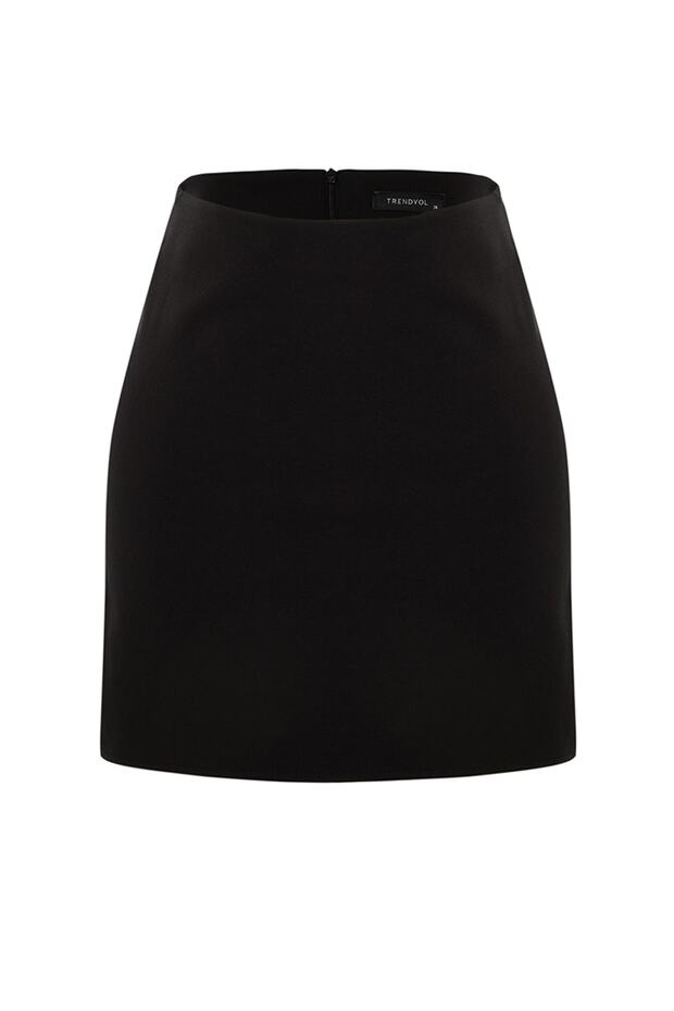 Siyah A-line/Çan Dokuma Mini Etek TWOAW23ET00082 - 5