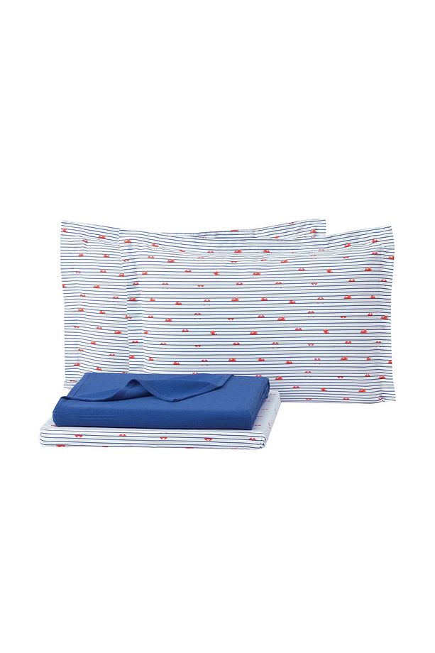 Portan Tek Kişilik Pike Takımı - Saks - 4
