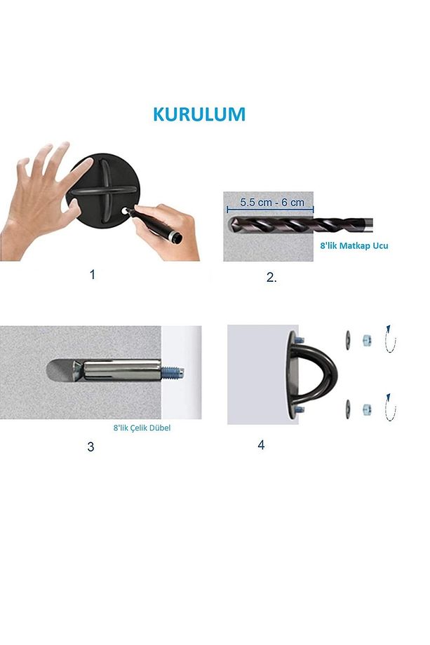 Askı Aparatı Trx Kum Torbası Salıncak Hamak Duvar Askı Demiri Tavan Askı Demiri - 4