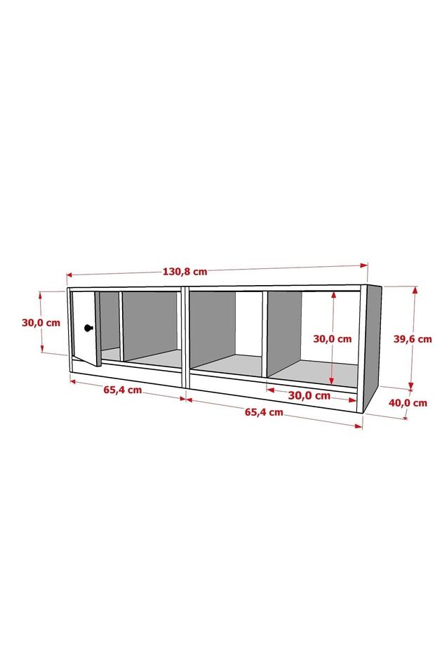 Rafli Kitaplikli Tv Ünitesi Beyaz 130 Cm Tvt-1002-ç - 5