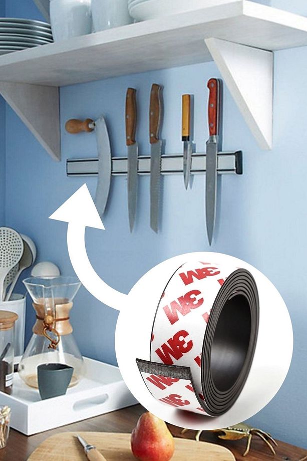 Yapışkanlı Şerit Mıknatıs Magnet Kes Kullan Güçlü Sağlam Rulo Çıkarılması Kolay Siyah 2cm X 1 Mt - 5