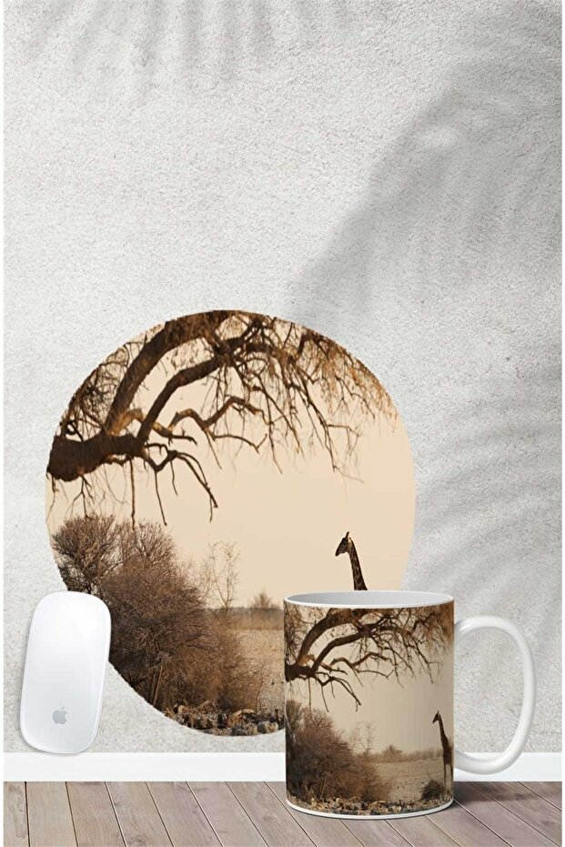 Giraffe Patterned Wrist Support Mouse Pad Mug Set - 1