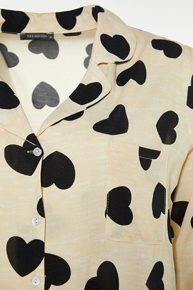 Zestaw piżam z kołnierzykiem koszuli w kształcie serca w kolorze ecru - TBBAW23AI00030 - 7