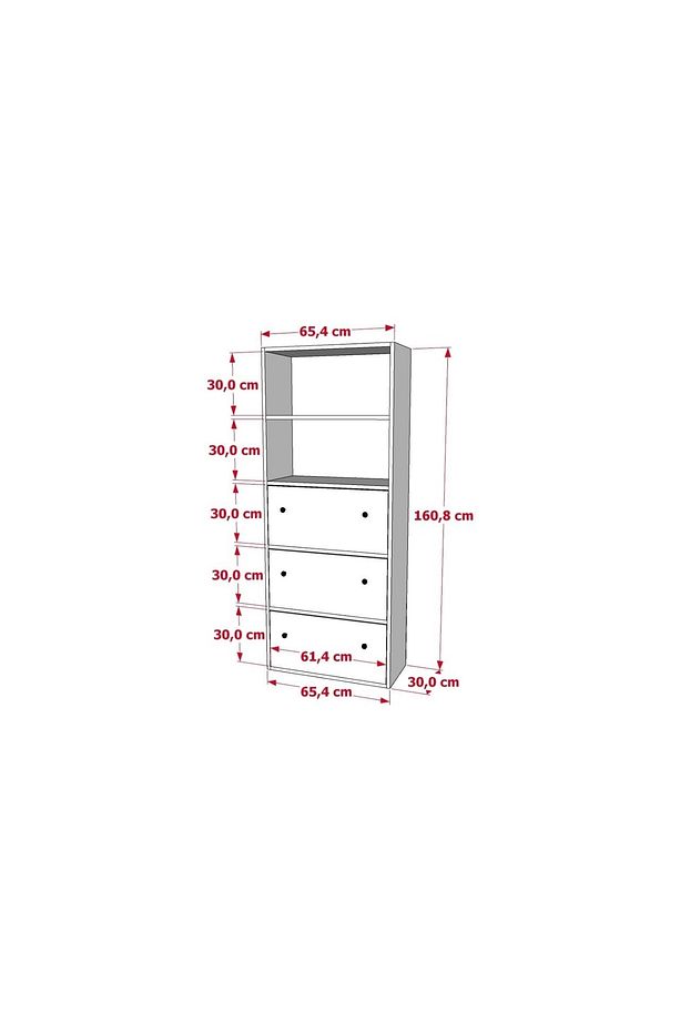 Düşer Kapaklı Raflı Çok Amaçlı Dolap Beyaz 65 Cm Ça-d-1062-ç - 5