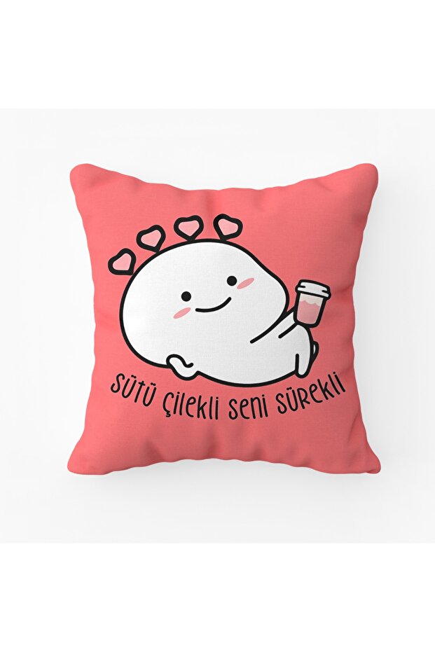 Milk Strawberry Seni Continuous Puff Pillow