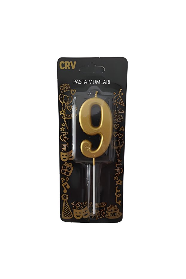 Mini Party Store 7 cm Large Number Candle Gold 9