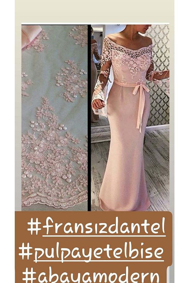 Abiyelik Pul Işlemeli Fransız Dantel 3 Metre Ve Astarda Dahil 3 Metre - 3