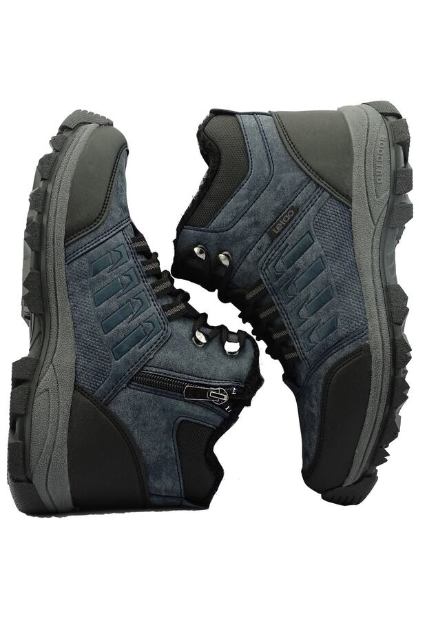 Lacivert Fermuarlı Kürklü Unisex Bot Soğuga Dayanıklı 36-47 - 3