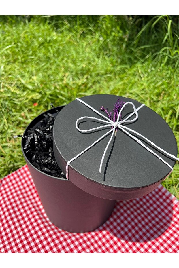 Yuvarlak Silindir Siyah Hediye Kutusu Ø15cmx18cm - 2