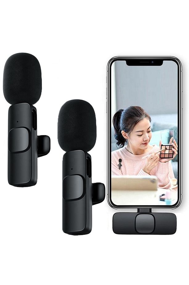 Type-c 2 Adet Mikrofonlu Tek Alıcılı Kablosuz Cep Telefonu Için Usb C Girişli Yaka Mikrofonu Uyumlu - 1