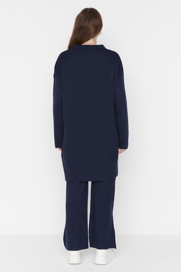 Lacivert Polo Yaka Tunik-Pantolon Triko Takım TCTAW22US0076 - 5
