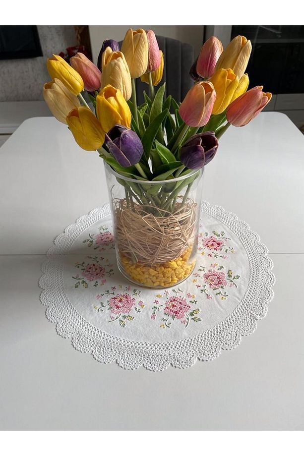 Dantel Işlemesi Görünümlü 1. Sınıf Pvc Yıkanabilir Runner Masa Örtüsü - Dolap Örtüsü 40cm - 2