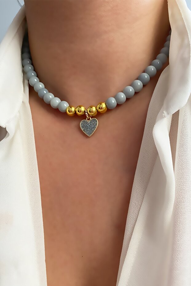 Simli Kalp Uçlu Kolye - 1