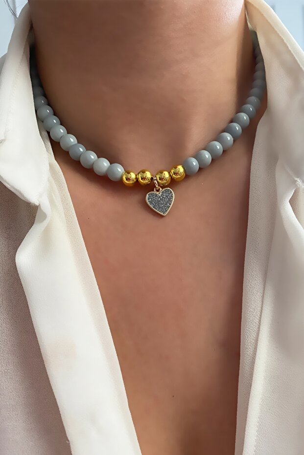 Simli Kalp Uçlu Kolye - 2