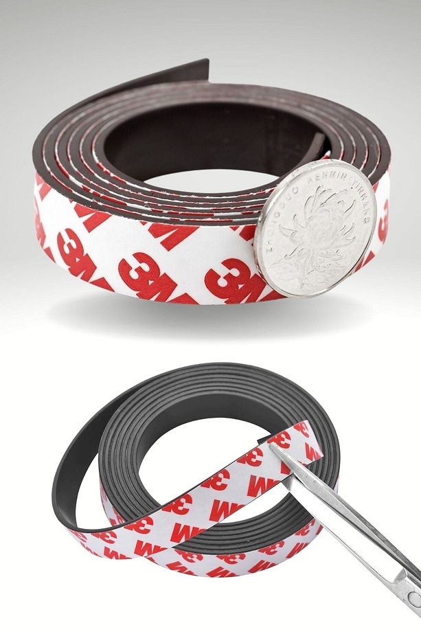 Yapışkanlı Şerit Mıknatıs Magnet Kes Kullan Güçlü Sağlam Rulo Çıkarılması Kolay Siyah 2cm X 1 Mt - 2