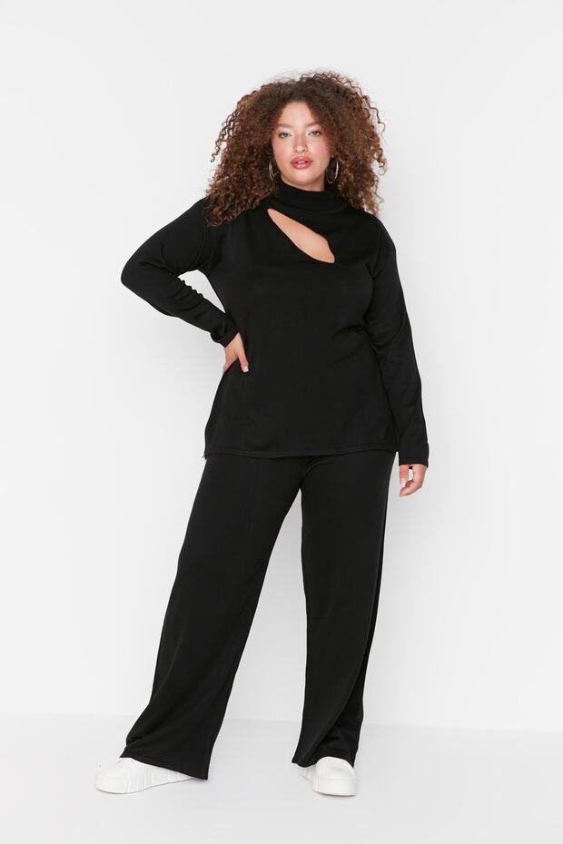 Siyah Cut Out Detaylı Triko Alt&Üst Takım TBBAW23CP00027 - 1
