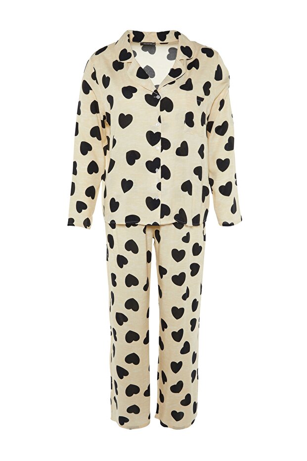 Zestaw piżam z kołnierzykiem koszuli w kształcie serca w kolorze ecru - TBBAW23AI00030 - 6