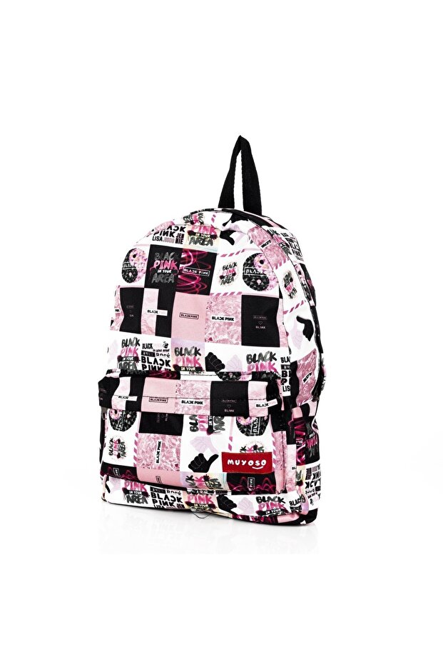 حقيبة ظهر باللون الأسود الوردي - 1