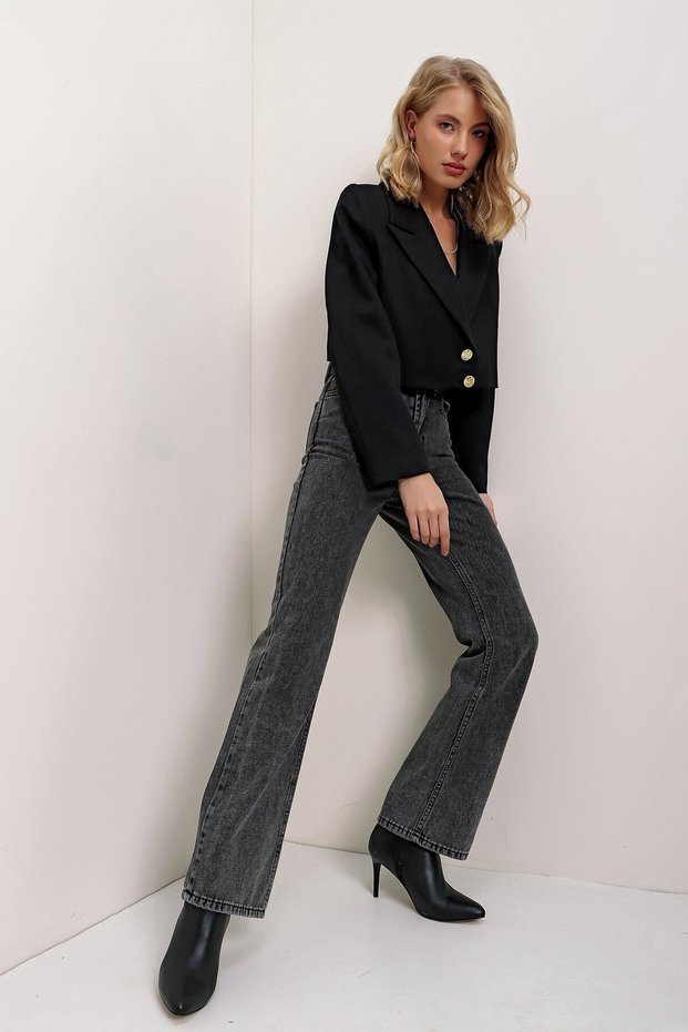 90's smoke-colored stretch fabric super high-waist relaxed jeans pants