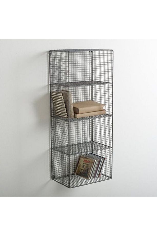 Metal 4 Gözlü Grid (Kafes) Telli Duvar Rafı - Siyah - 5